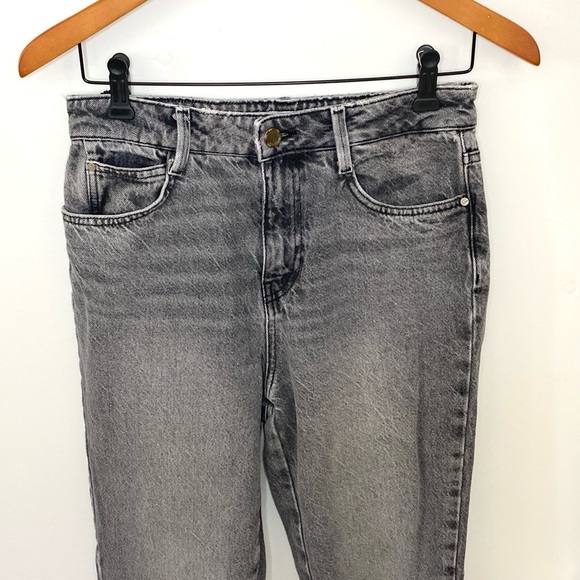 Zara High-Rise Faded Grey 100% Cotton Denim Jeans with Raw Hem Sz 4 - Picture 2 of 10